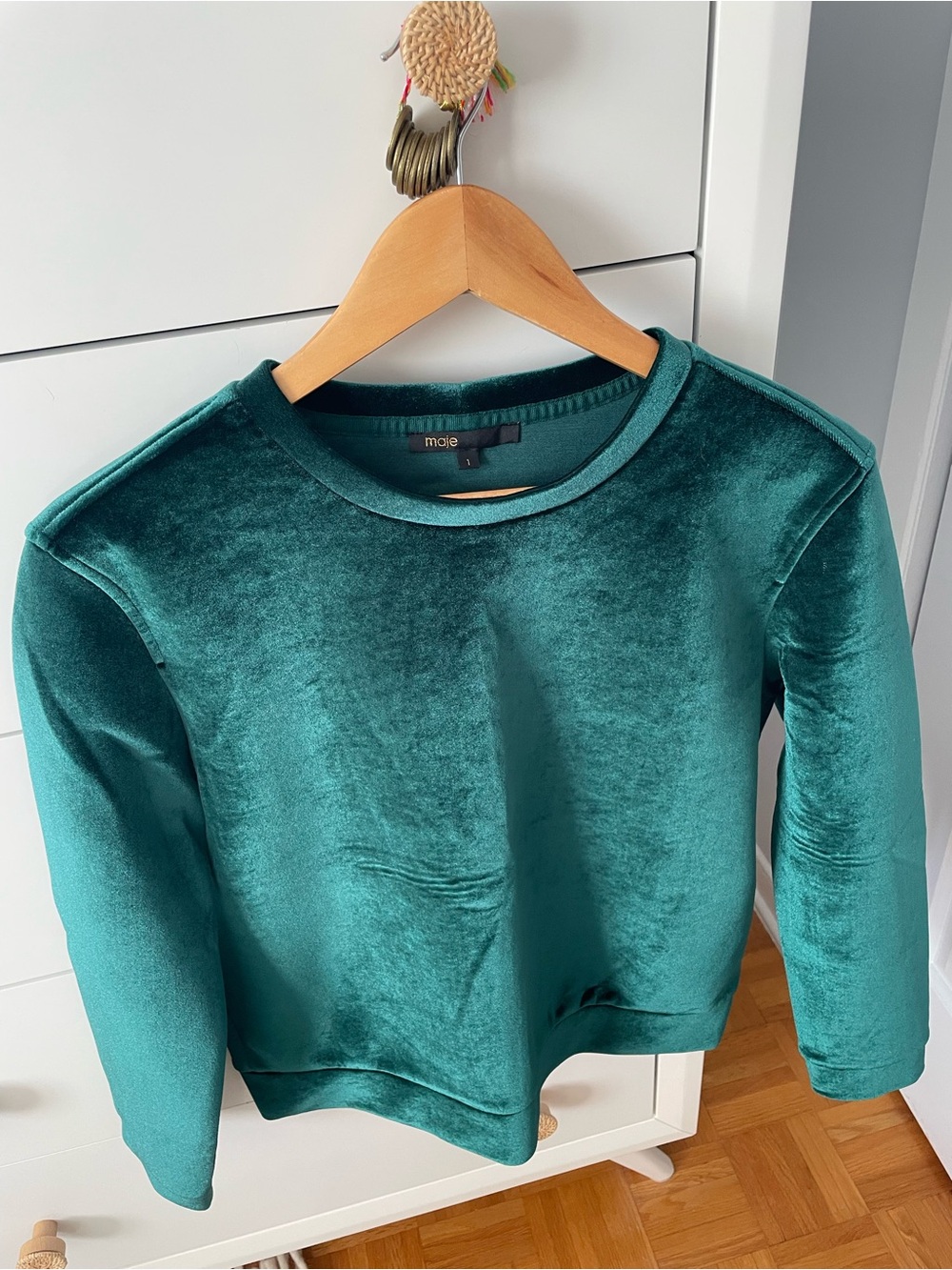 Maje Green Velvet Crewneck
Sweatshirt